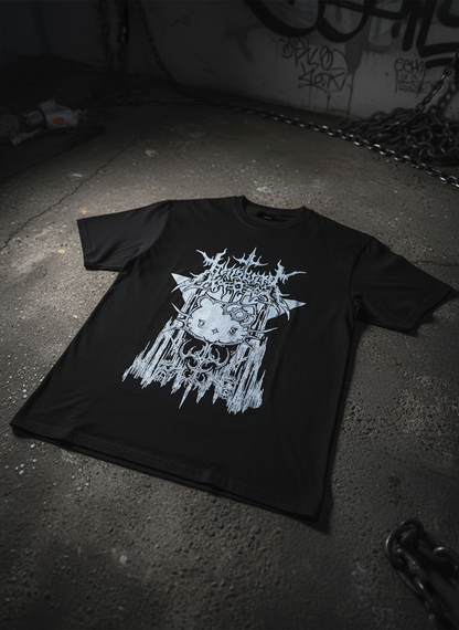 Corpse Kitty Oversized T-Shirt in gothic urban setting