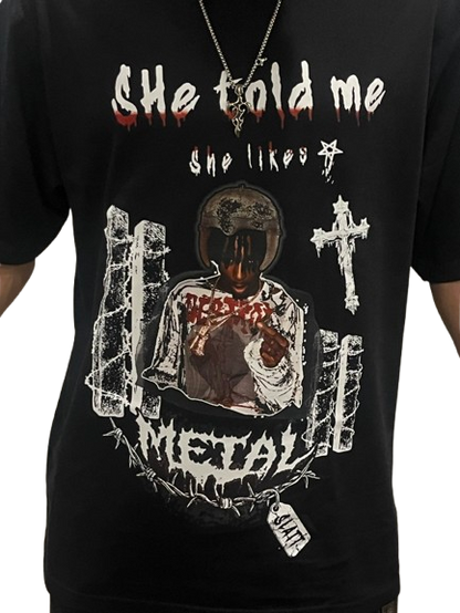 Playboi Carti - She told me She likes Metal - Oversized T-Shirt